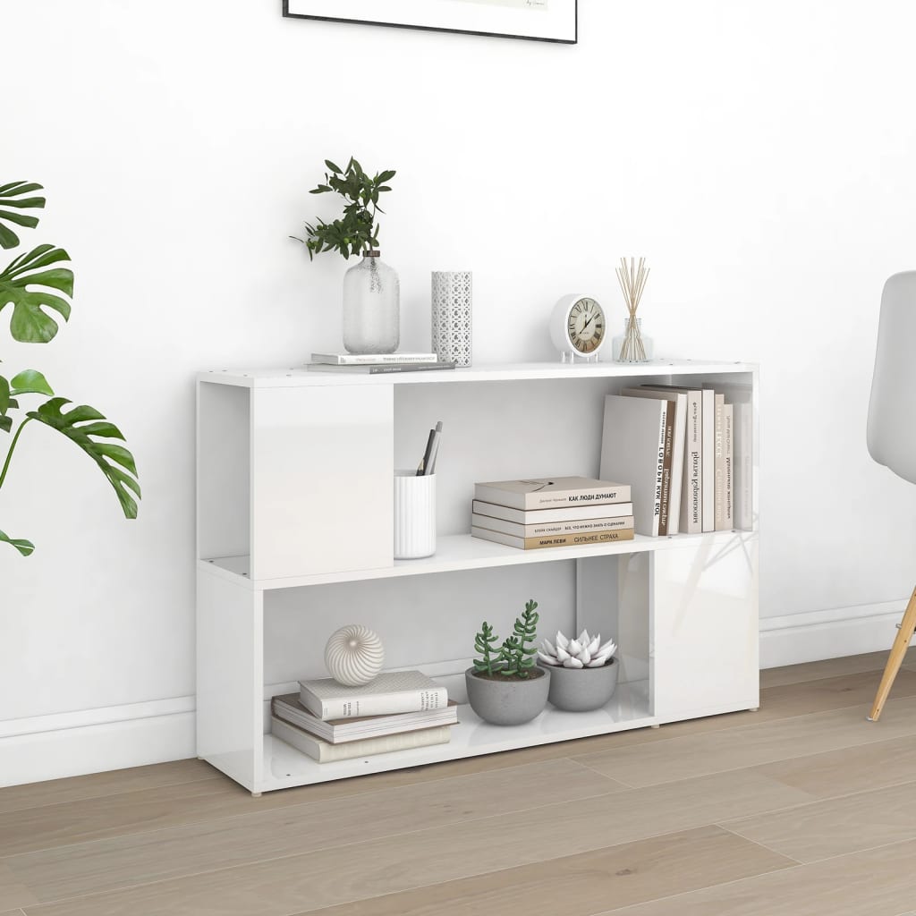 vidaXL Bücherregal Hochglanz-Weiß 100x24x63 cm Holzwerkstoff