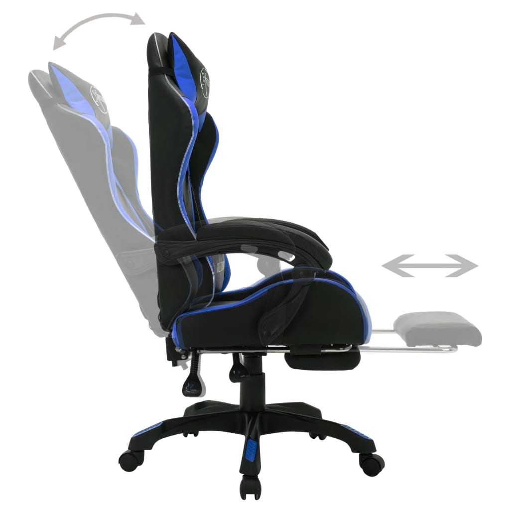 vidaXL Gaming-Stuhl mit RGB LED-Leuchten Blau und Schwarz Kunstleder - Image 5