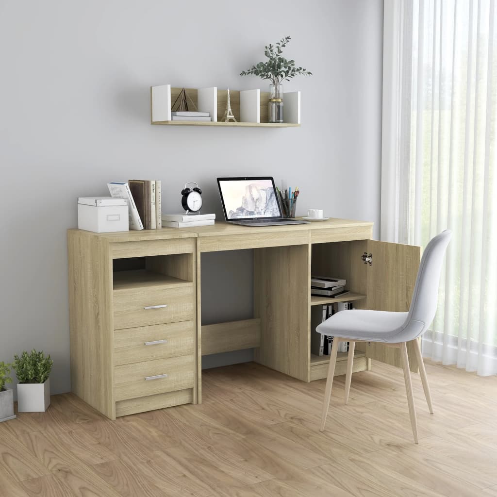 vidaXL Schreibtisch Sonoma-Eiche 140x50x76 cm Holzwerkstoff - Image 3