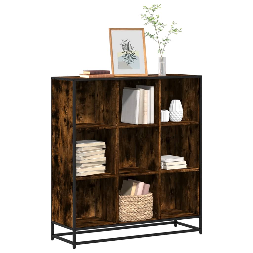 vidaXL Bücherregal Räuchereiche 97,5x33x107,5 Holzwerkstoff und Metall