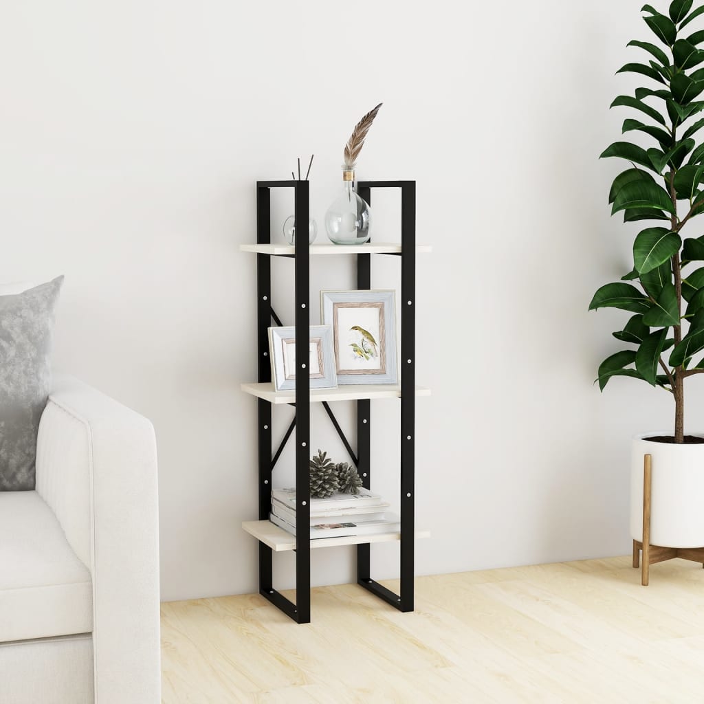 vidaXL Bücherregal 3 Böden Weiß 40x30x105 cm Massivholz Kiefer