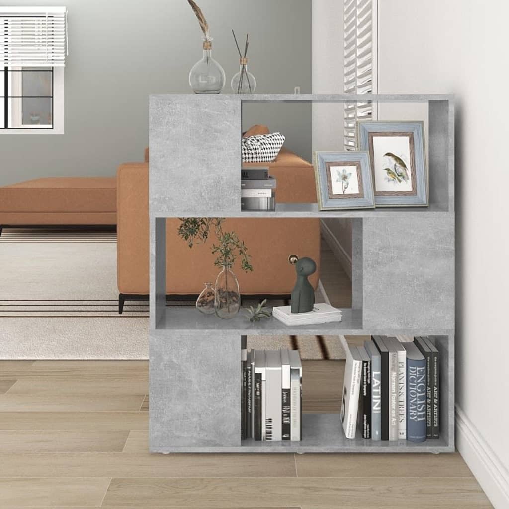 vidaXL Bücherregal Raumteiler Betongrau 80x24x94 cm Holzwerkstoff