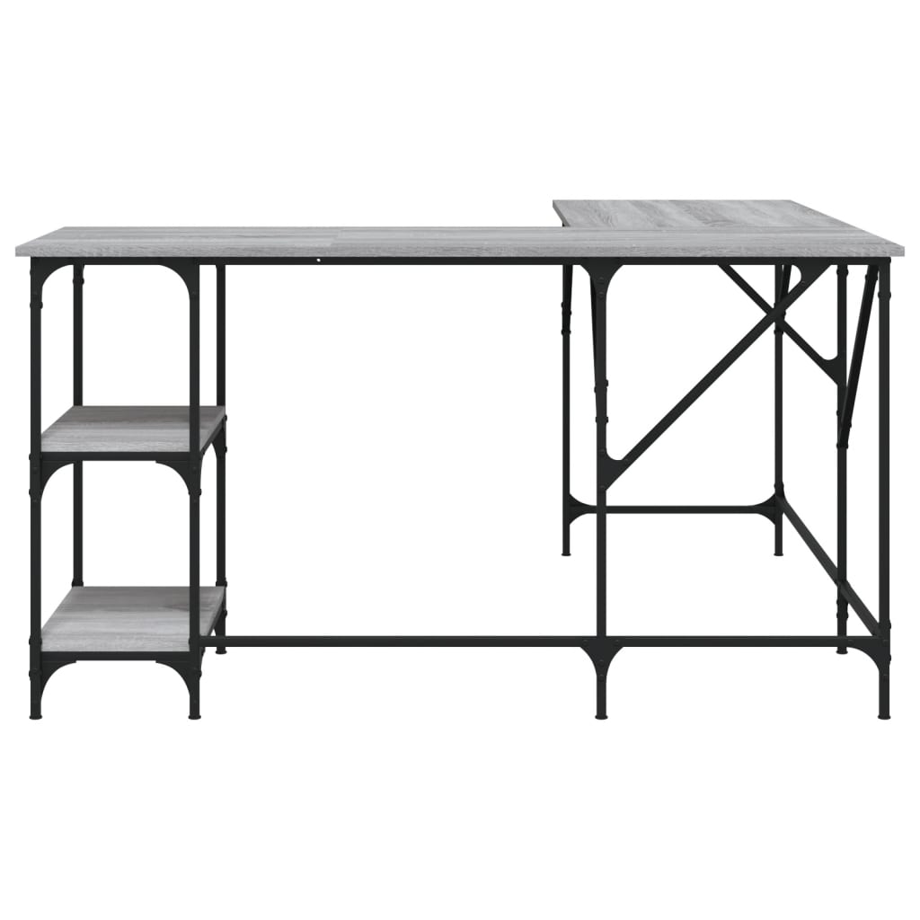 vidaXL Schreibtisch Grau Sonoma 139x139x75 cm Holzwerkstoff - Image 4