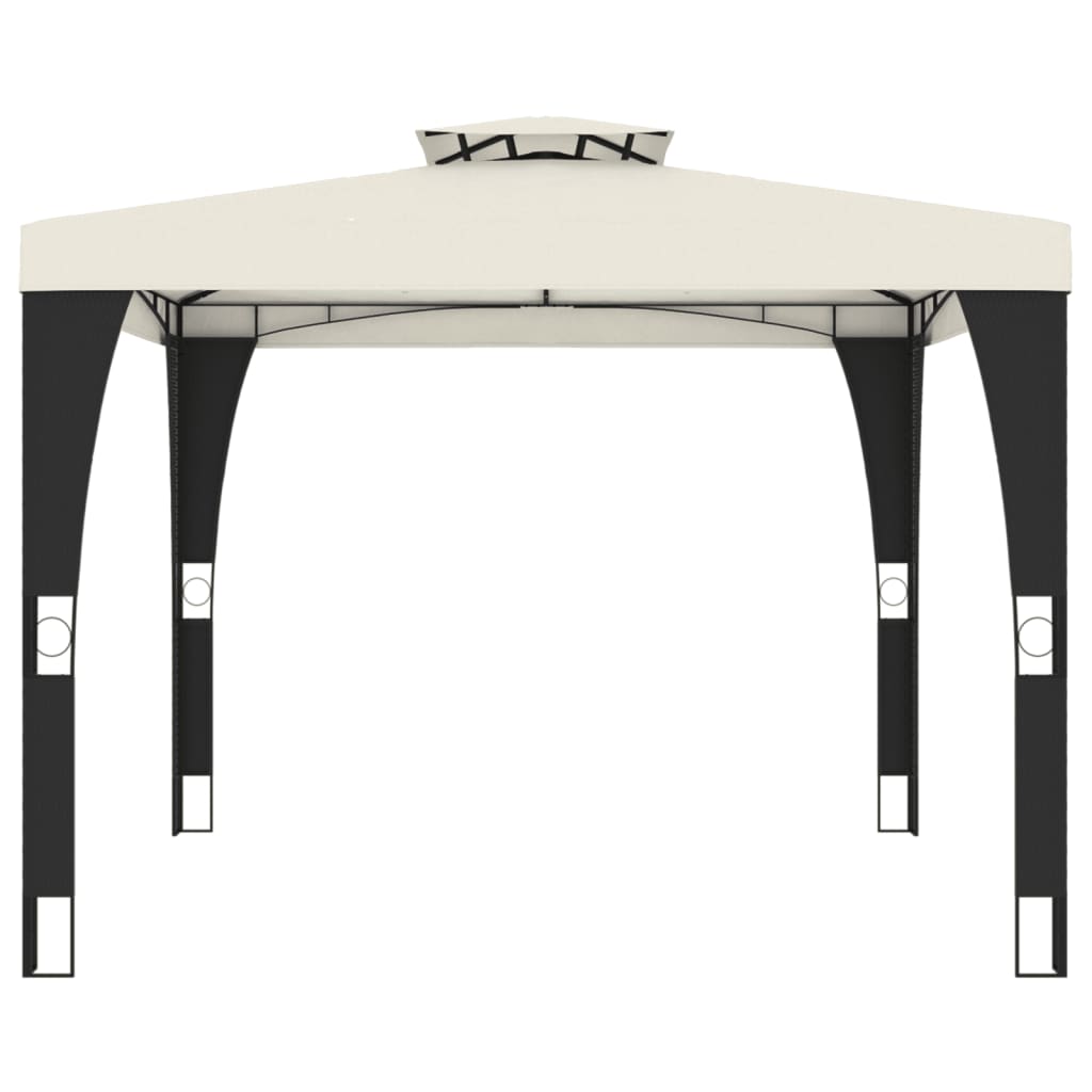 vidaXL Pavillon mit Doppeldach Creme 2,98x2,98 m Stahl - Image 4