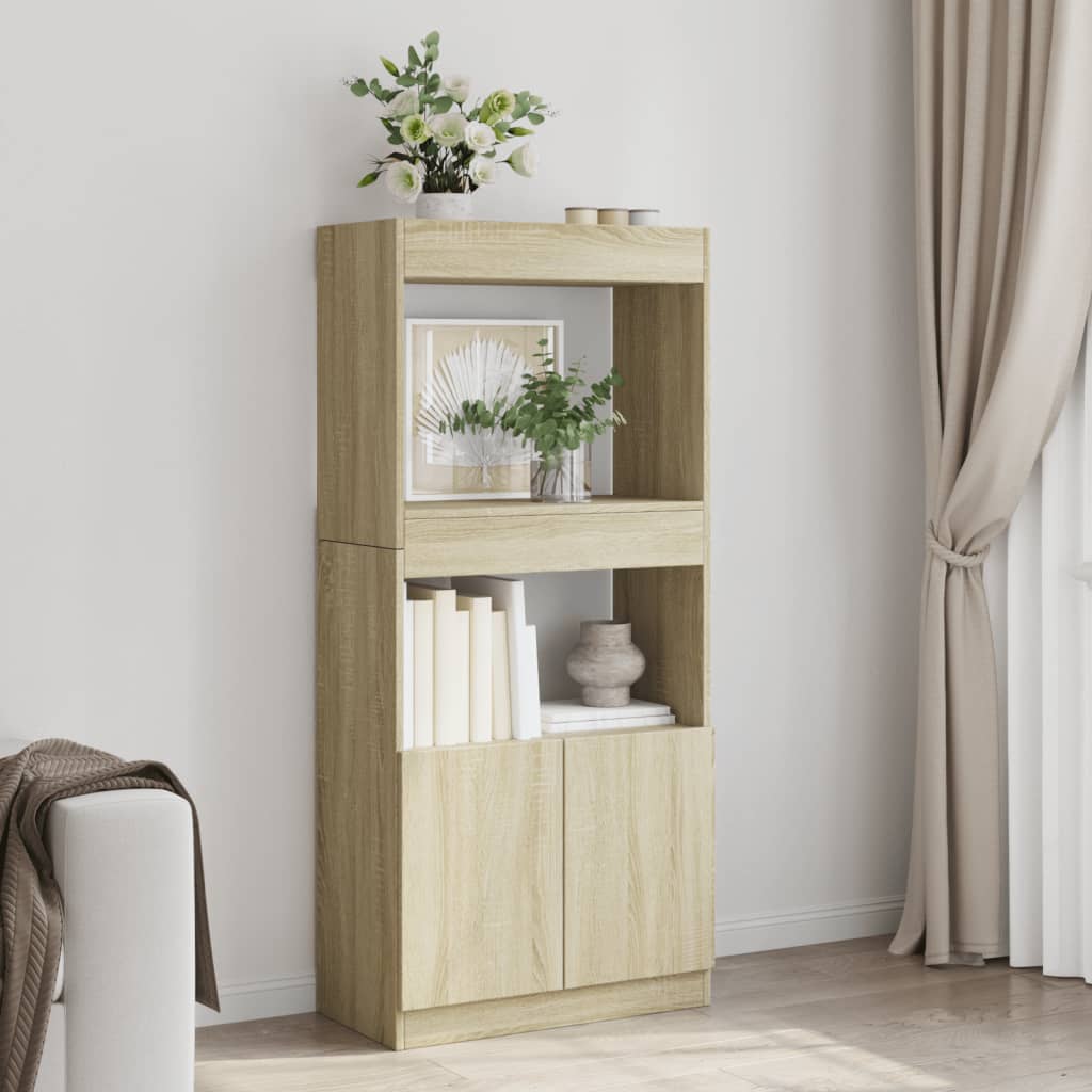 vidaXL Highboard Sonoma-Eiche 63x33x140 cm Holzwerkstoff - Image 3