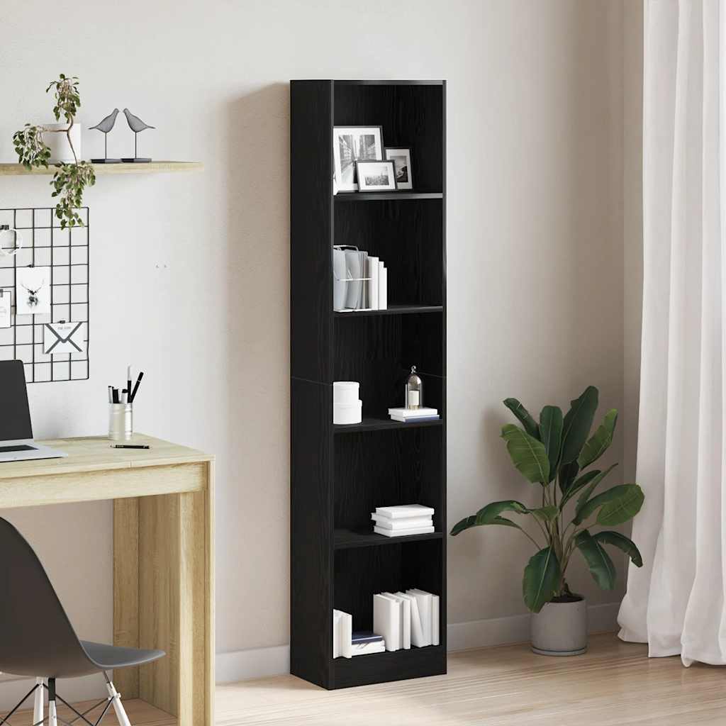 vidaXL Bücherregal Schwarz Eichen-Optik 40x24x176 cm Holzwerkstoff