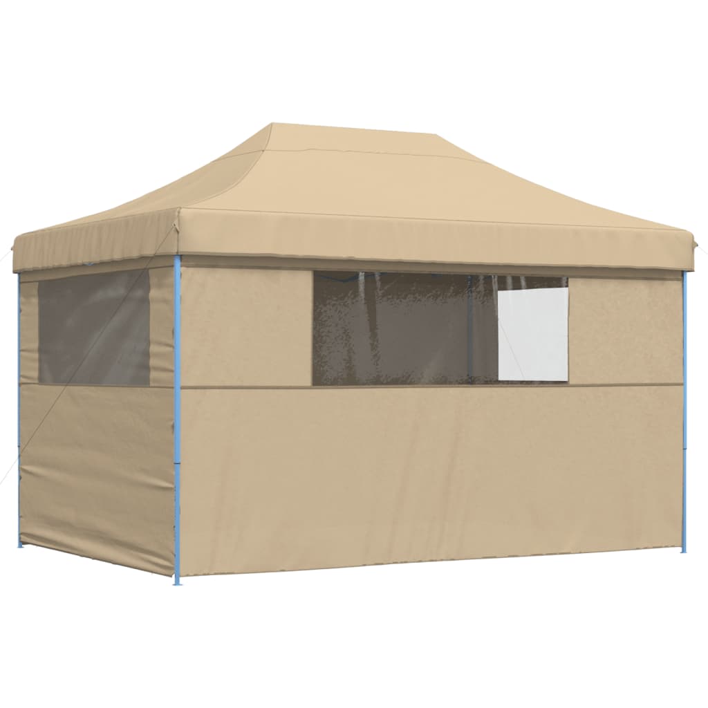 vidaXL Partyzelt Faltbar Pop-Up mit 4 Seitenteilen Beige - Image 5