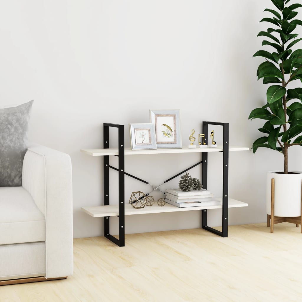 vidaXL Bücherregal 2 Böden Weiß 100x30x70 cm Massivholz Kiefer
