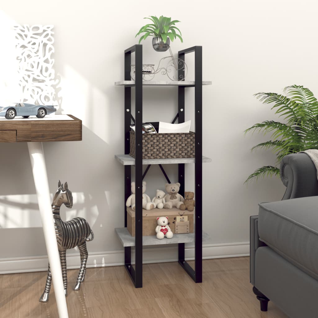 vidaXL Bücherregal 3 Fächer Betongrau 40x30x105 cm Holzwerkstoff