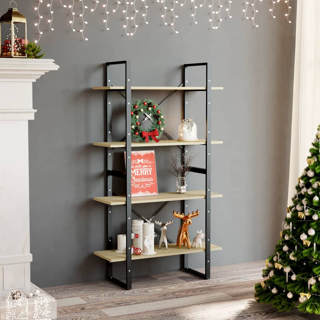 vidaXL Bücherregal 4 Fächer Sonoma-Eiche 80x30x140 cm Holzwerkstoff