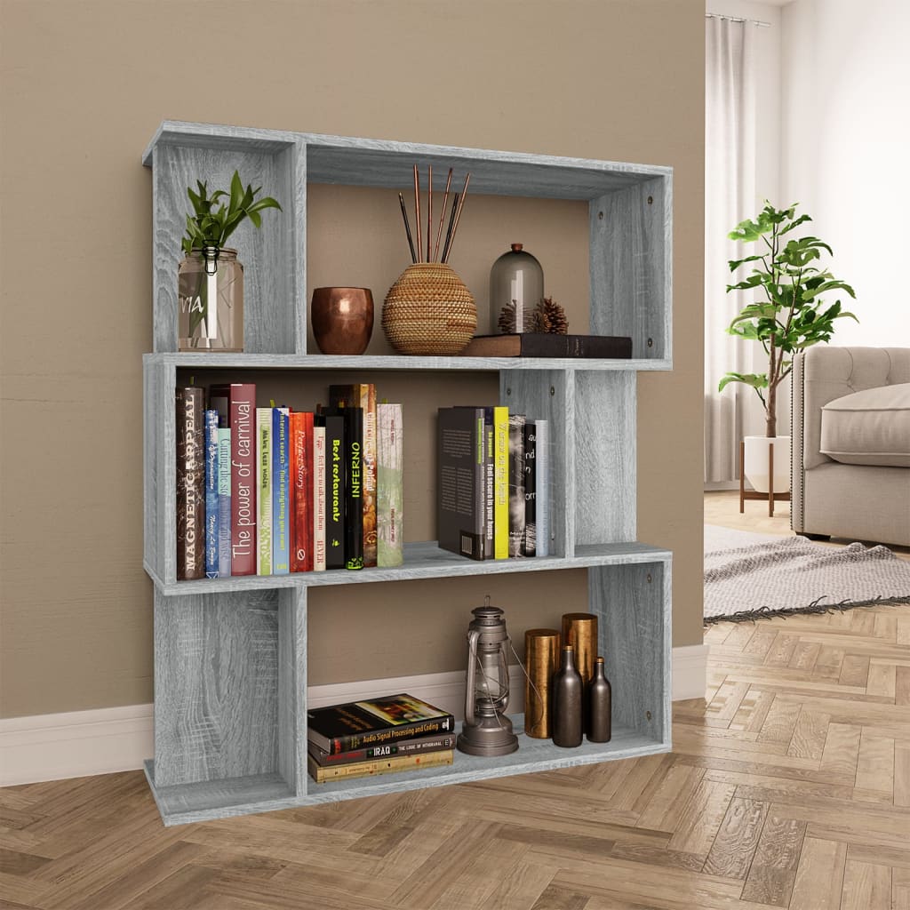 vidaXL Bücherregal/Raumteiler Grau Sonoma 80x24x96 cm Holzwerkstoff