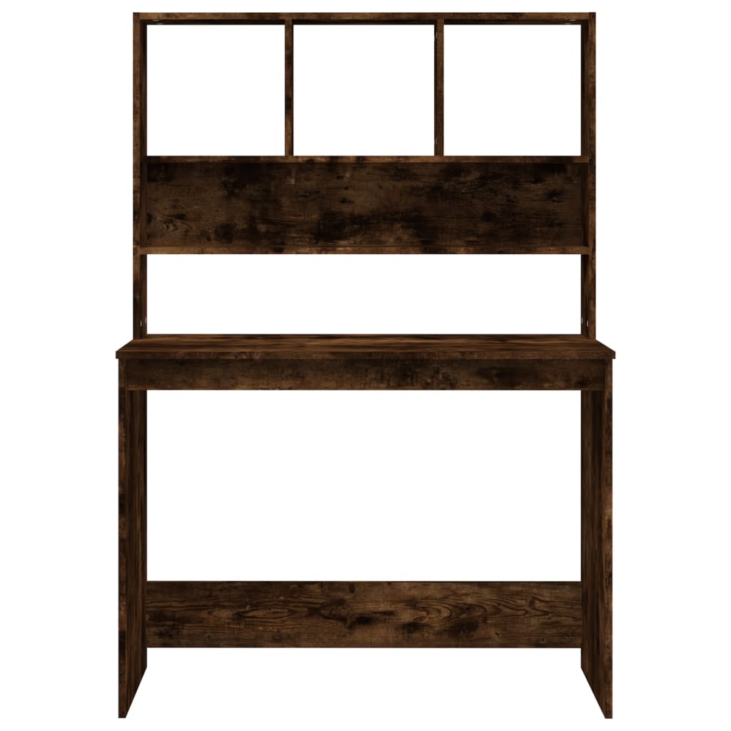 vidaXL Schreibtisch mit Regal Räuchereiche 102x45x148 cm Holzwerkstoff - Image 5