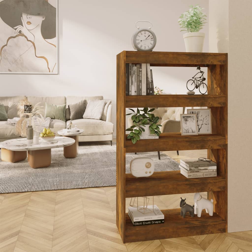 vidaXL Bücherregal/Raumteiler Räuchereiche 80x30x135 cm Holzwerkstoff