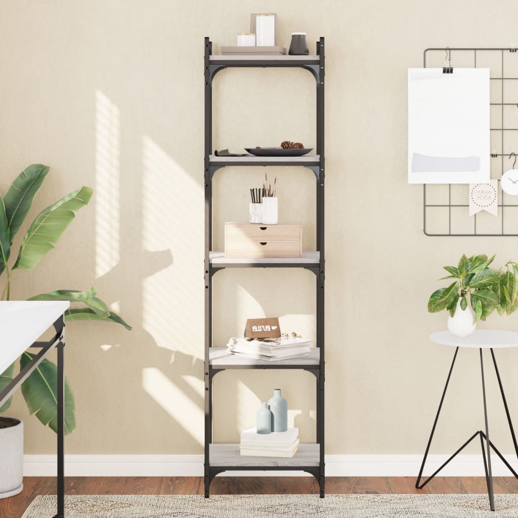 vidaXL Bücherregal 5 Böden Grau Sonoma 40x30x154 cm Holzwerkstoff