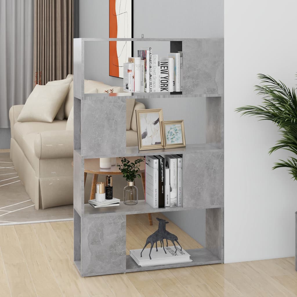 vidaXL Bücherregal Raumteiler Betongrau 80x24x124,5 cm Holzwerkstoff