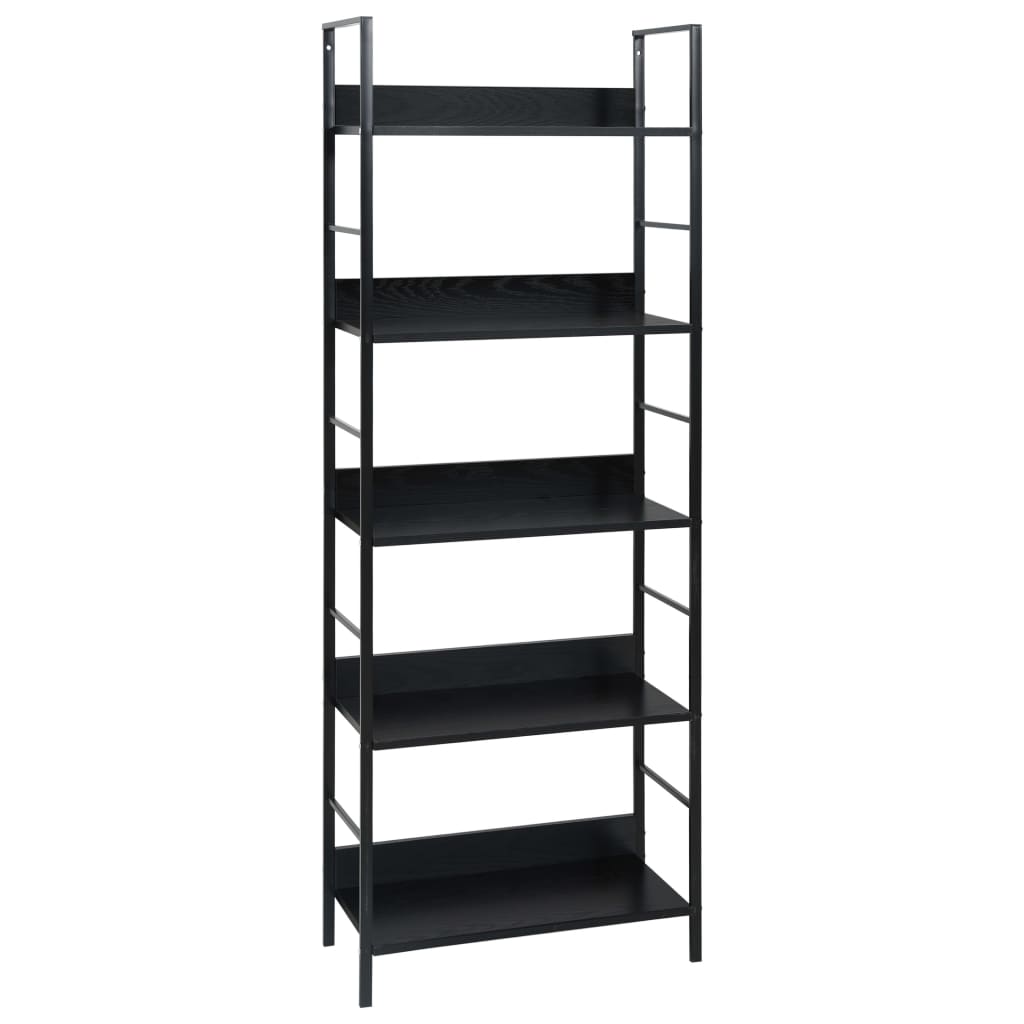 vidaXL Bücherregal 5 Regalböden Schwarz 60x27,6x158,5 cm Holzwerkstoff