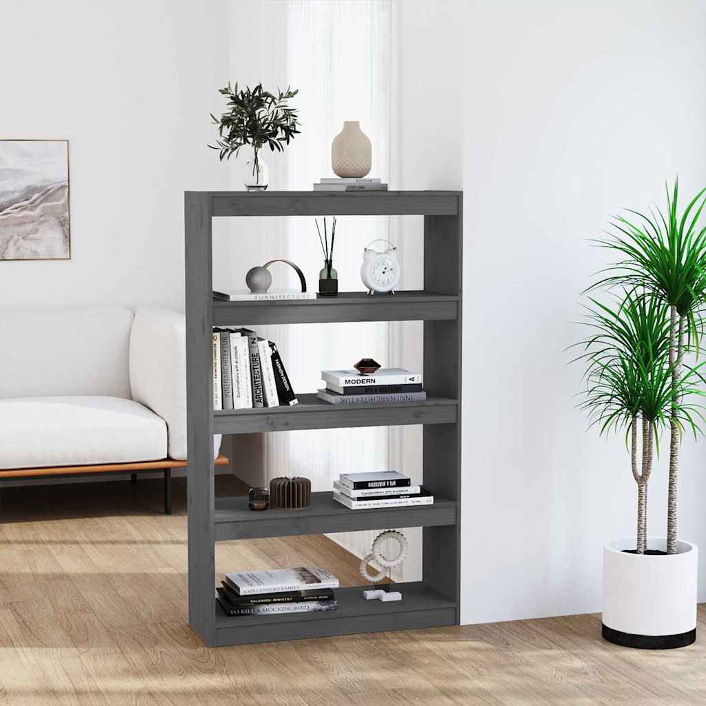 vidaXL Bücherregal/Raumteiler Grau 80x30x135,5 cm Massivholz Kiefer