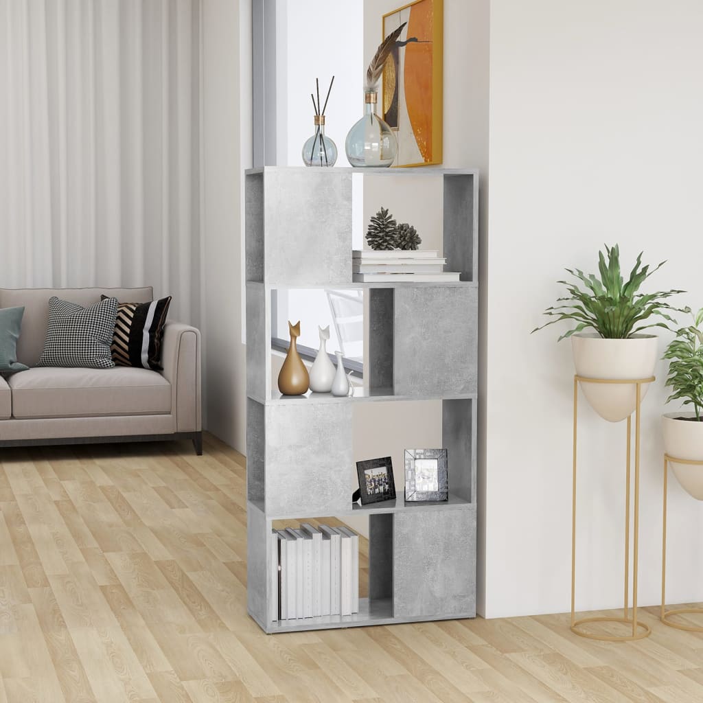 vidaXL Bücherregal/Raumteiler Betongrau 60x24x124,5 cm