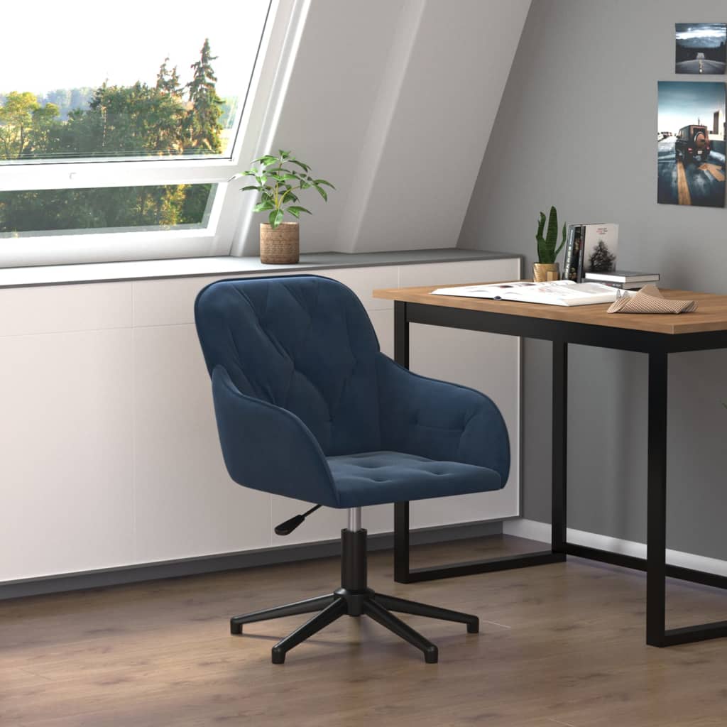 vidaXL Bürostuhl Drehbar Blau Samt