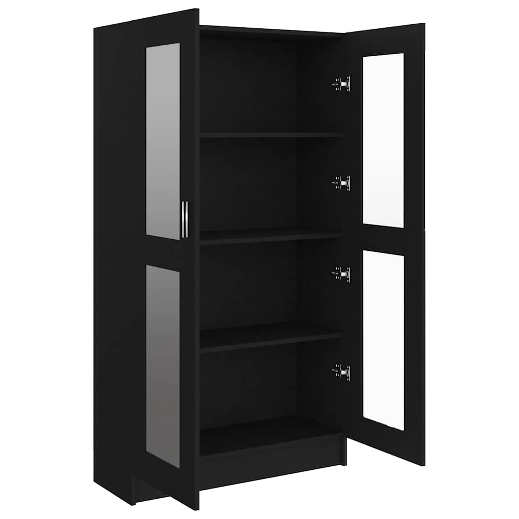 vidaXL Vitrinenschrank Schwarz 82,5x30,5x150 cm Holzwerkstoff - Image 5