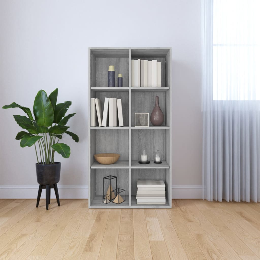 vidaXL Bücherregal/Sideboard Grau Sonoma 66×30×130 cm Holzwerkstoff