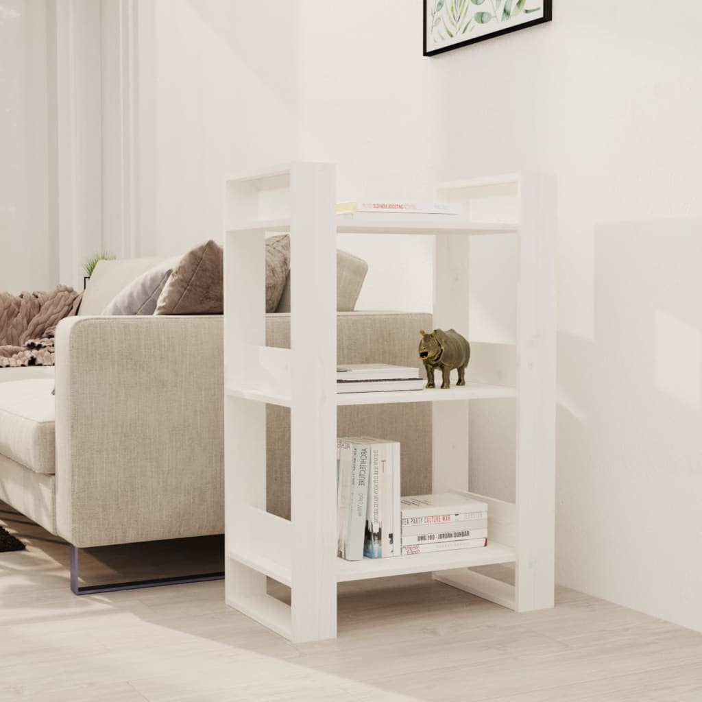 vidaXL Bücherregal/Raumteiler Weiß 60x35x91 cm Massivholz Kiefer