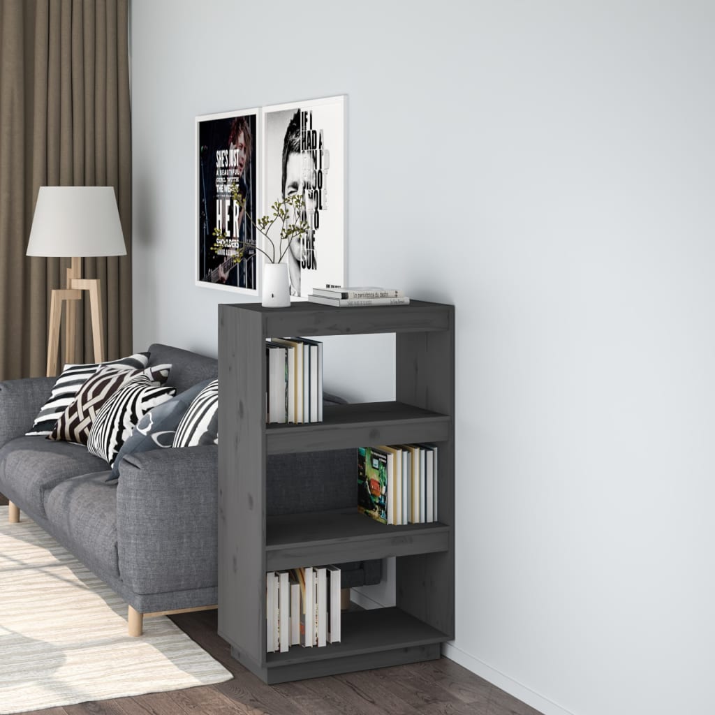 vidaXL Bücherregal/Raumteiler Grau 60x35x103 cm Massivholz Kiefer