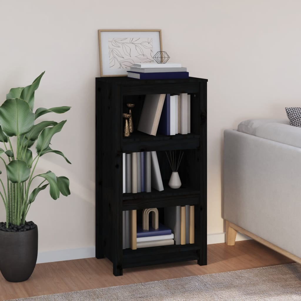 vidaXL Bücherregal Schwarz 50x35x97 cm Massivholz Kiefer