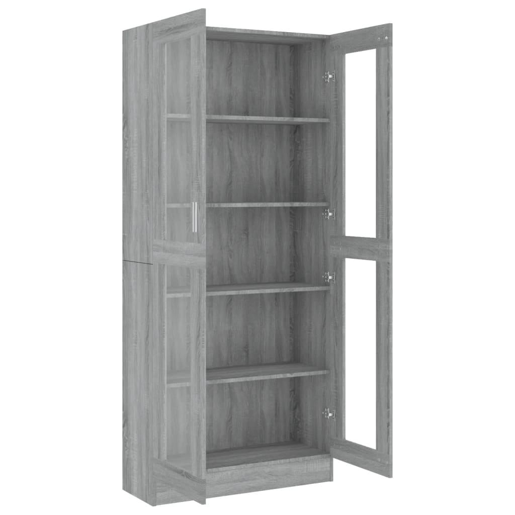 vidaXL Vitrinenschrank Grau Sonoma 82,5x30,5x185 cm Holzwerkstoff - Image 5