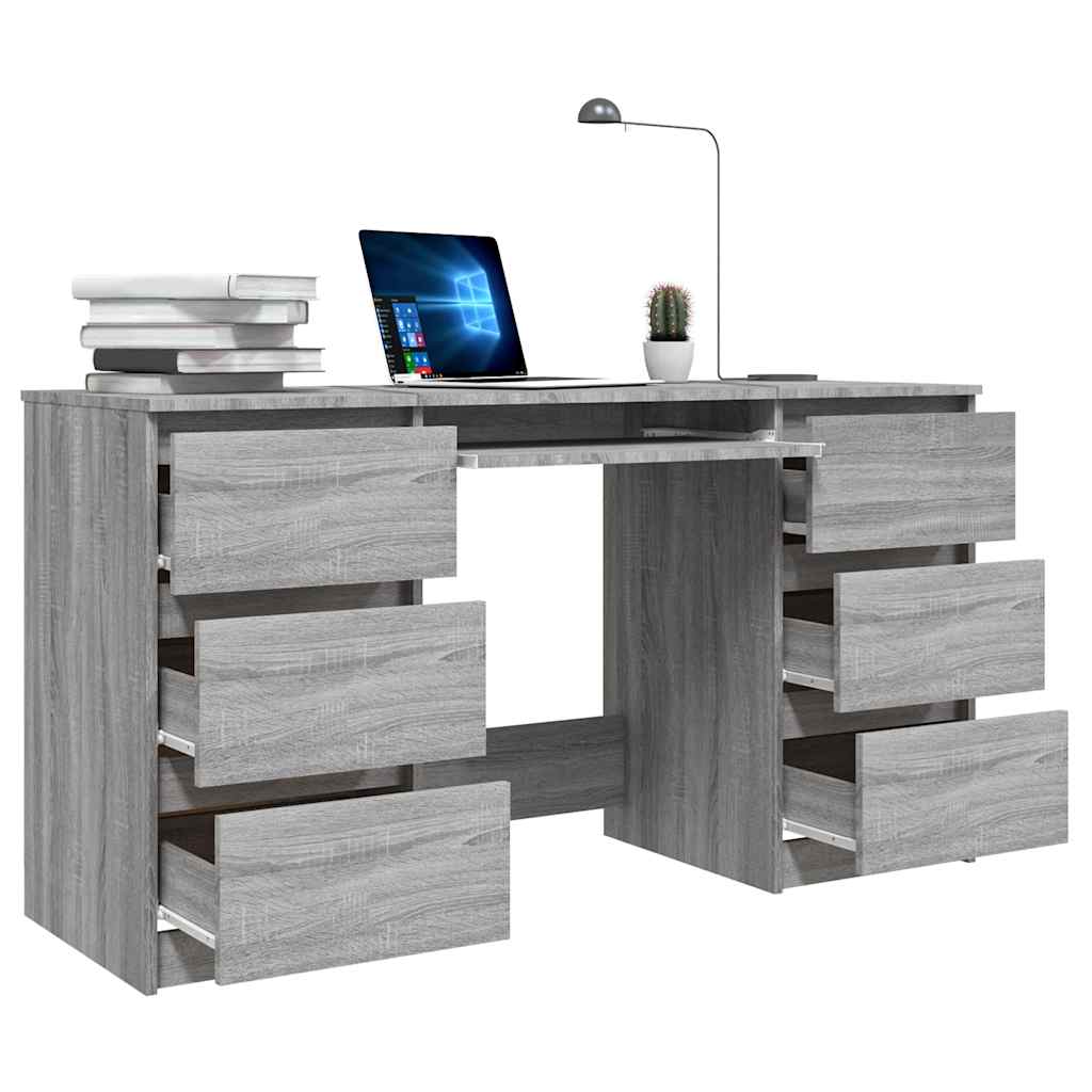 vidaXL Schreibtisch Grau Sonoma 140x50x77 cm Holzwerkstoff - Image 6