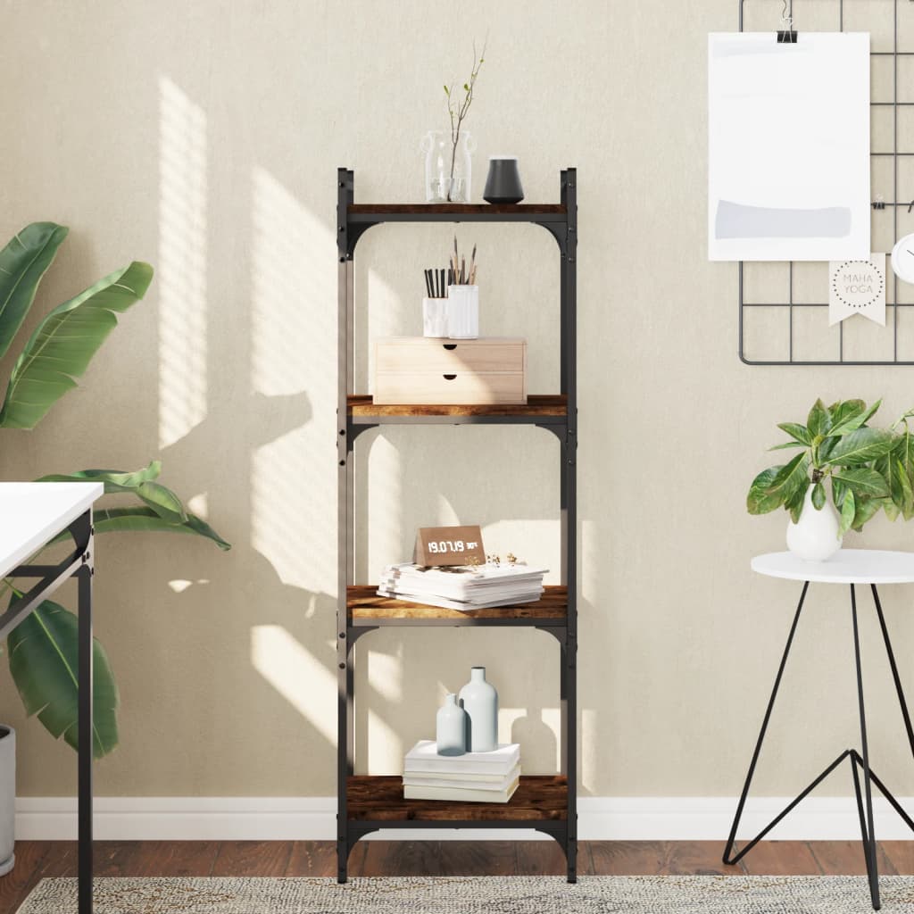 vidaXL Bücherregal 4 Böden Räuchereiche 40x30x120 cm Holzwerkstoff