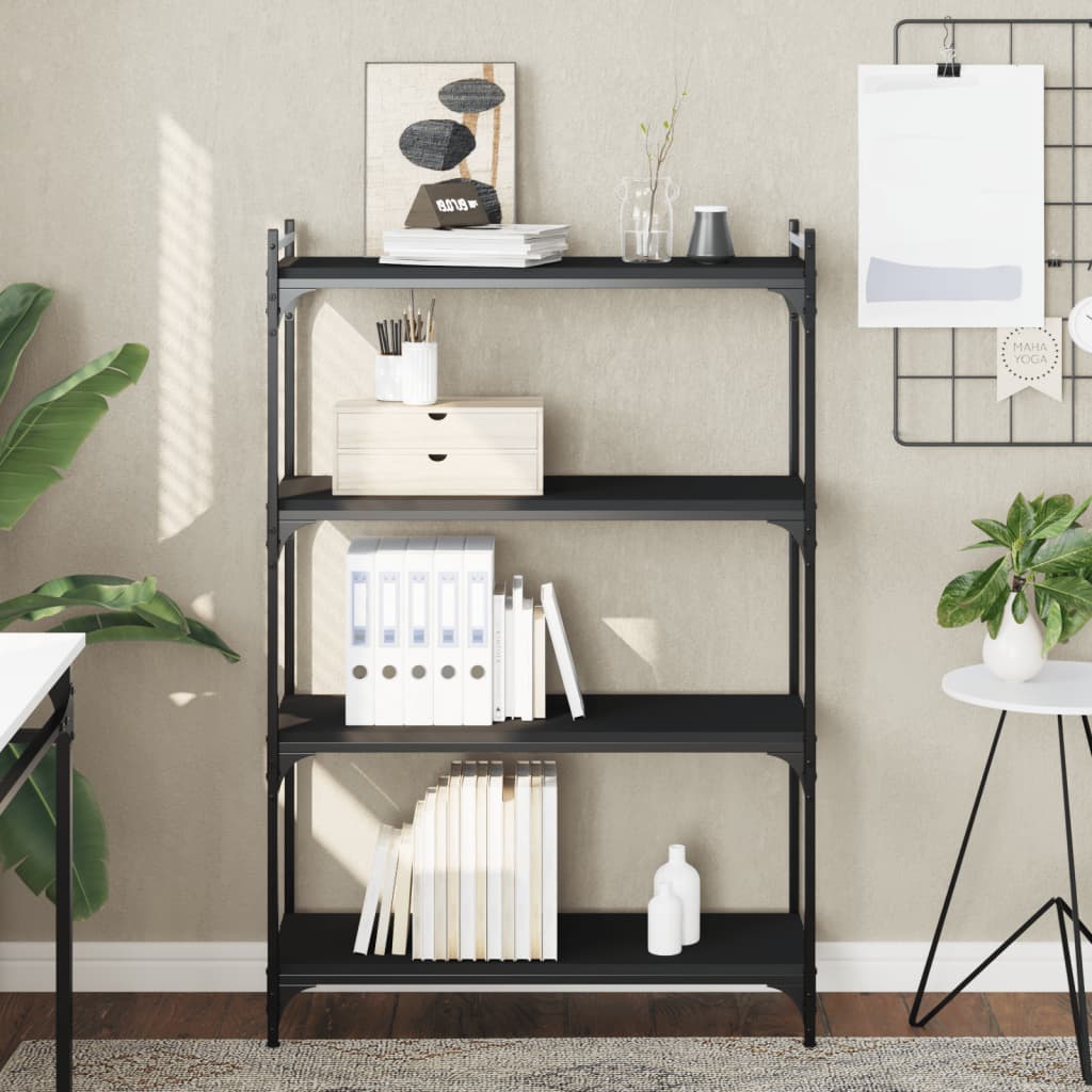 vidaXL Bücherregal 4 Böden Schwarz 80x30x120 cm Holzwerkstoff