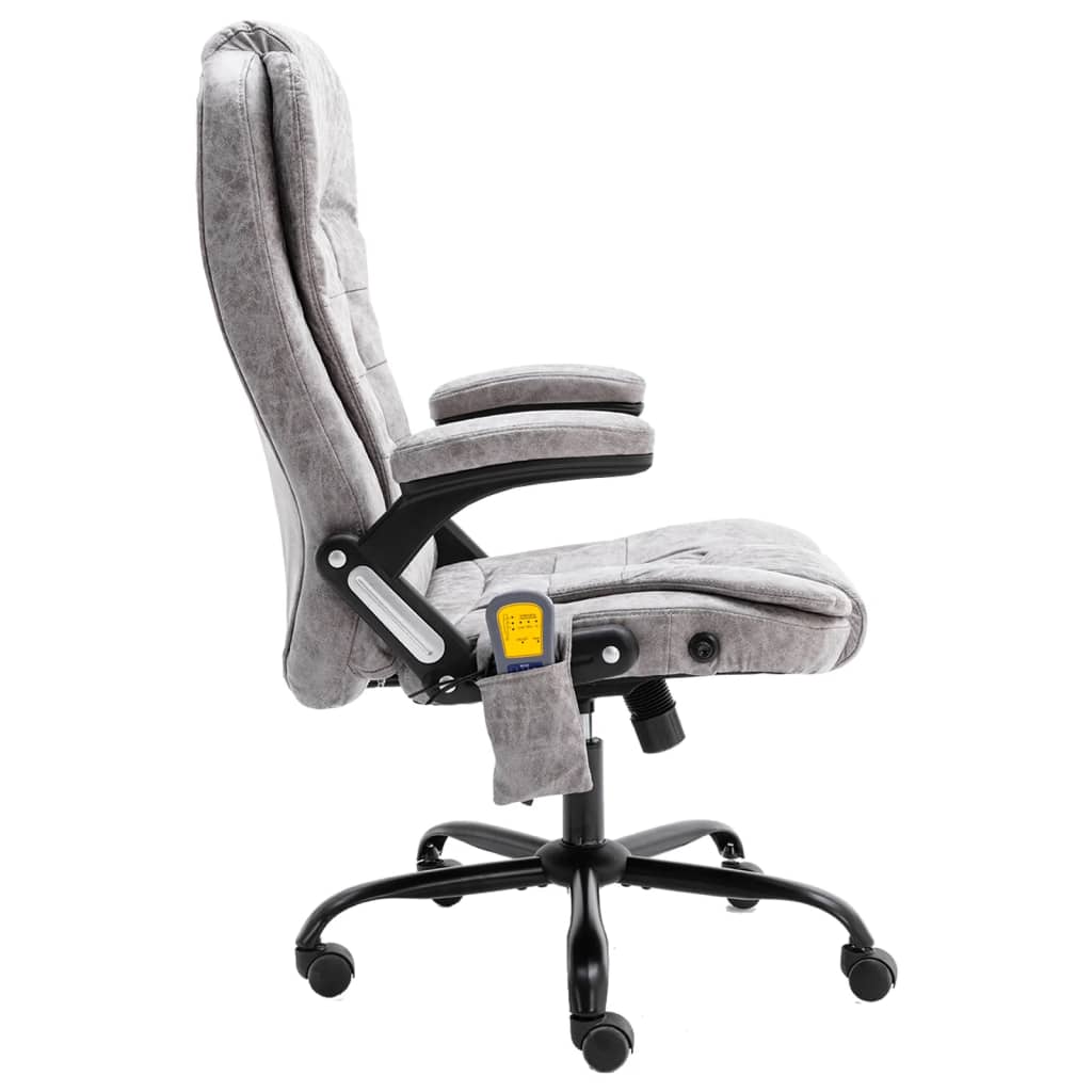 vidaXL Bürostuhl mit Massagefunktion Hellgrau Wildleder-Optik - Image 3
