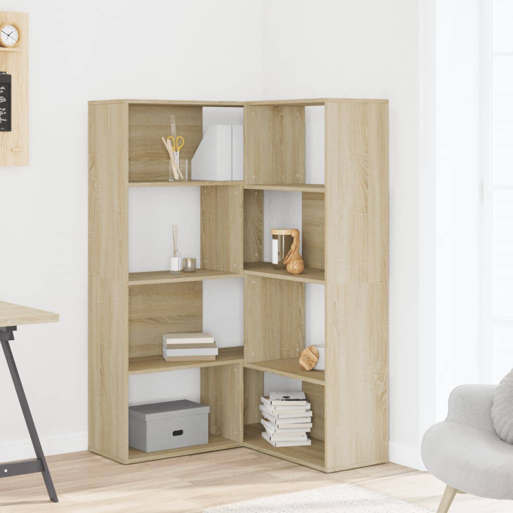 vidaXL Eck-Bücherregal 4 Etagen Sonoma Eiche 85x85x140cm Holzwerkstoff - Image 3
