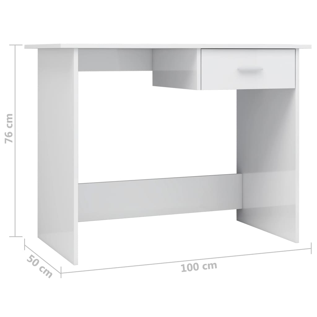 vidaXL Schreibtisch Hochglanz-Weiß 100×50×76 cm Holzwerkstoff - Image 6