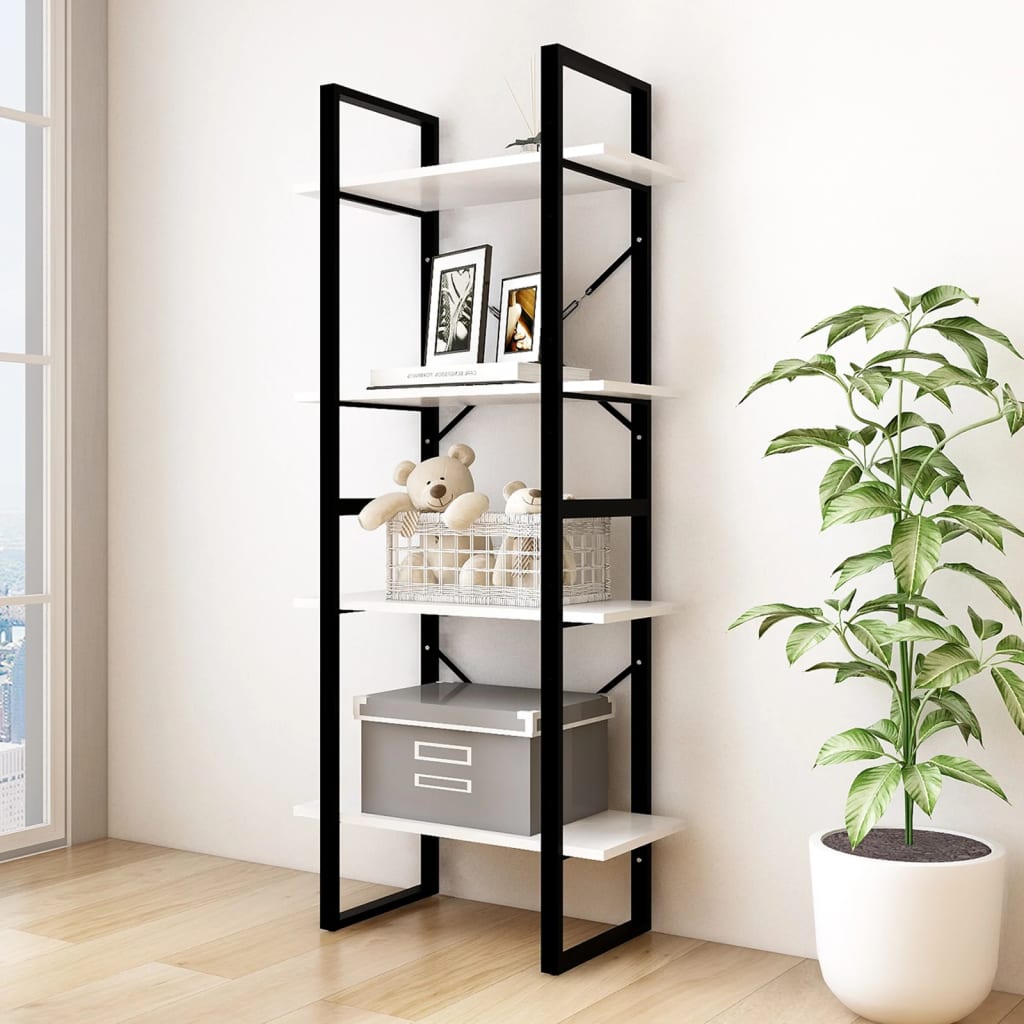 vidaXL Bücherregal 4 Böden Weiß 60x30x140 cm Massivholz Kiefer