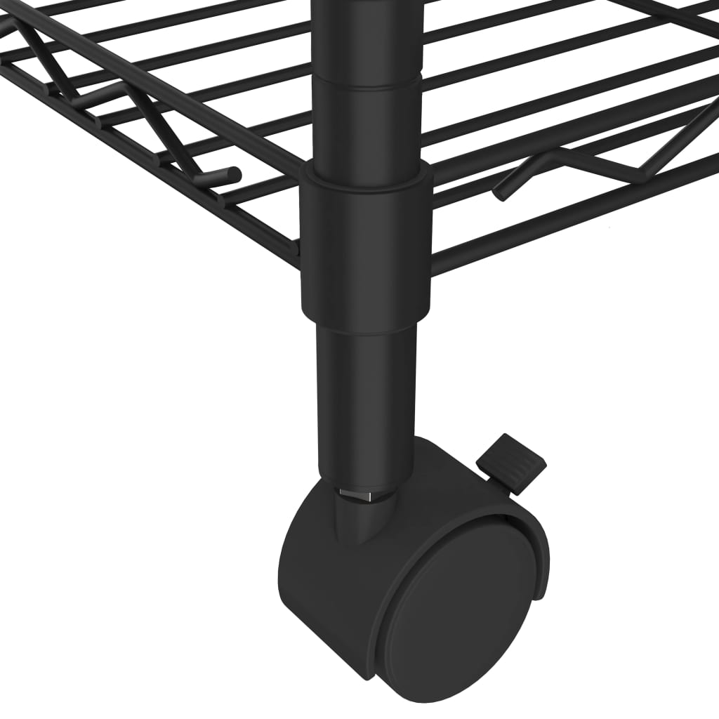 vidaXL Lagerregal mit 4 Böden und Rollen 90x35x142 cm Schwarz 200 kg - Image 6