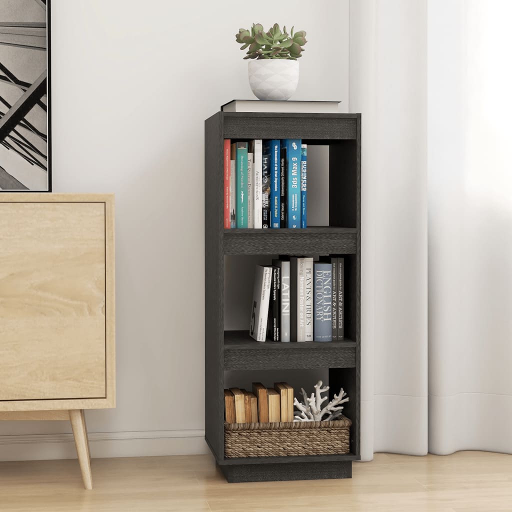 vidaXL Bücherregal/Raumteiler Grau 40x35x103 cm Massivholz Kiefer