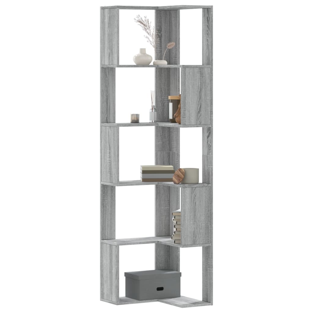 vidaXL Bücherregal 5 Böden Grau Sonoma 50x50x179 cm Holzwerkstoff
