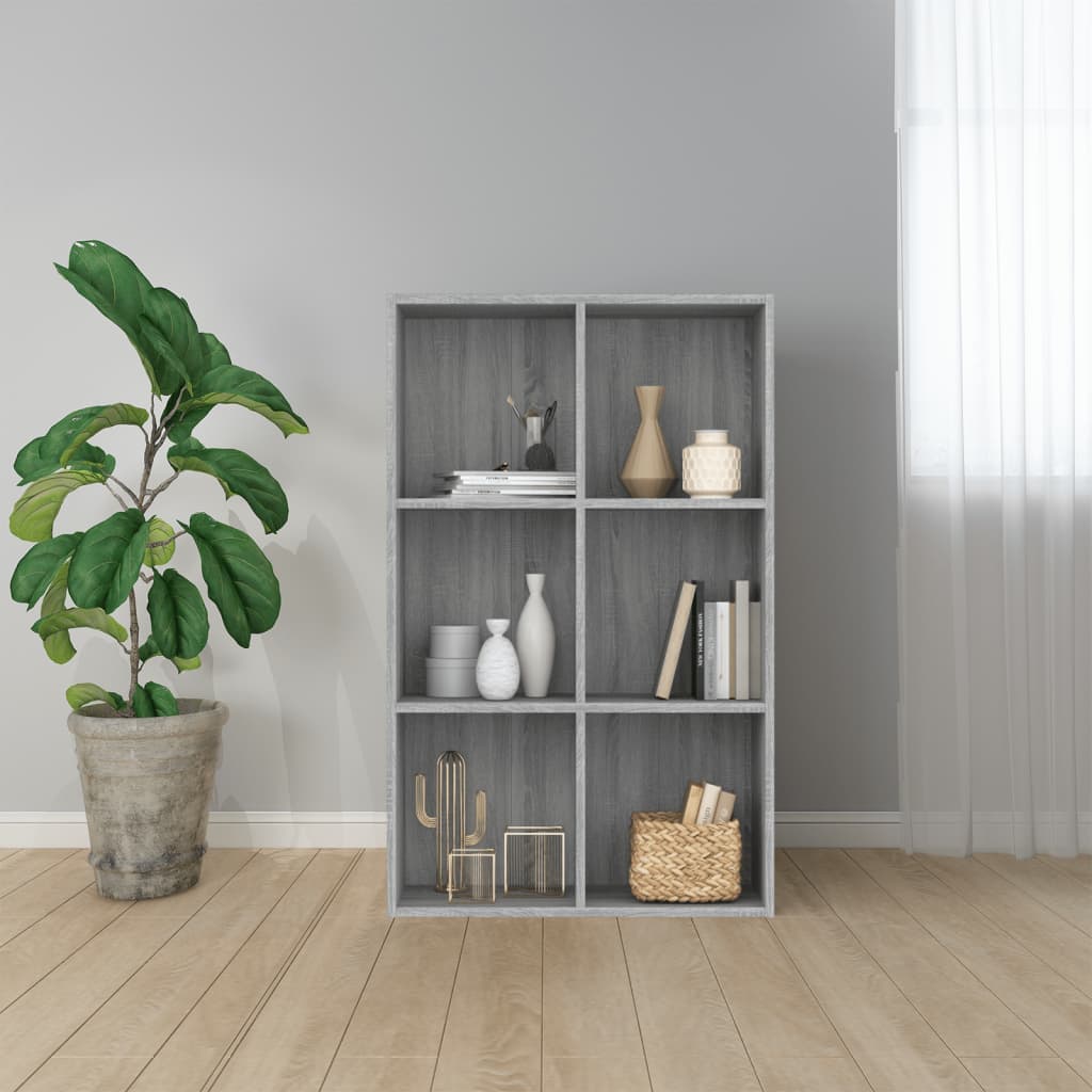 vidaXL Bücherregal/Sideboard Grau Sonoma 66x30x98 cm Holzwerkstoff