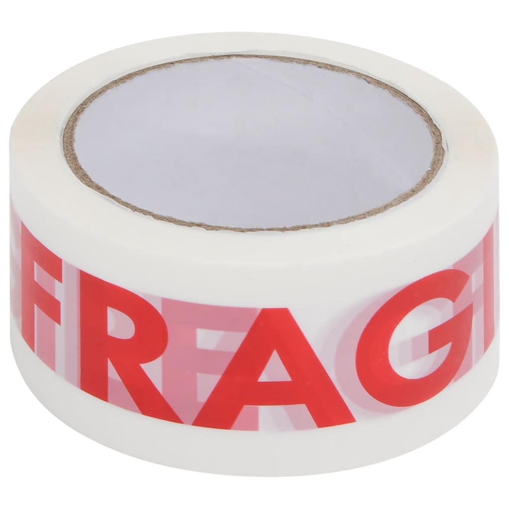vidaXL Paketklebeband 12 Stk. FRAGILE Aufdruck Weiß 48 mm x 66 m - Image 4