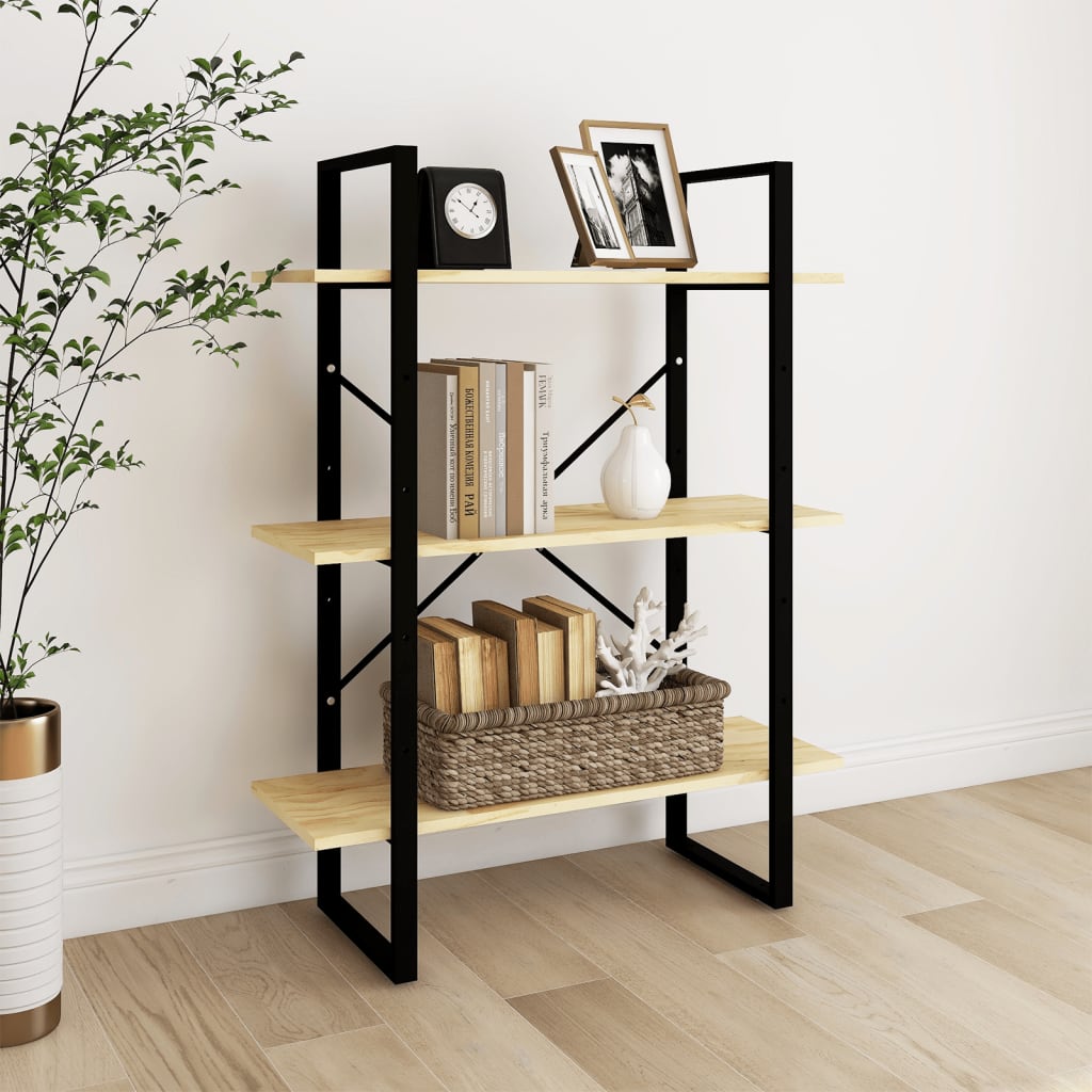 vidaXL Bücherregal 3 Böden 80x30x105 cm Massivholz Kiefer