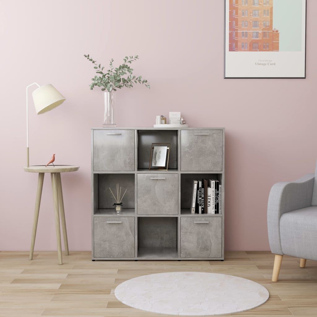 vidaXL Bücherregal Betongrau 90x30x90 cm Holzwerkstoff