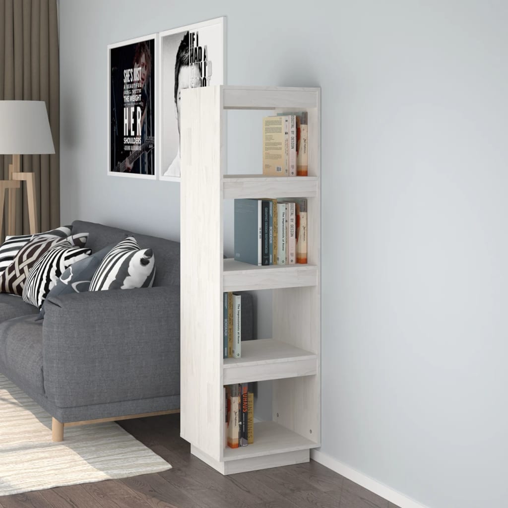vidaXL Bücherregal/Raumteiler Weiß 40x35x135 cm Massivholz Kiefer