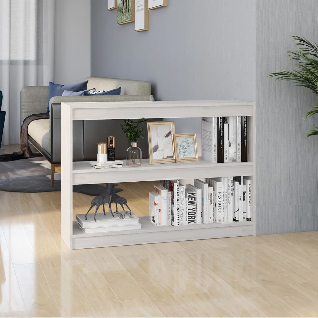 vidaXL Bücherregal Raumteiler Weiß 100x30x71,5 cm Massivholz Kiefer