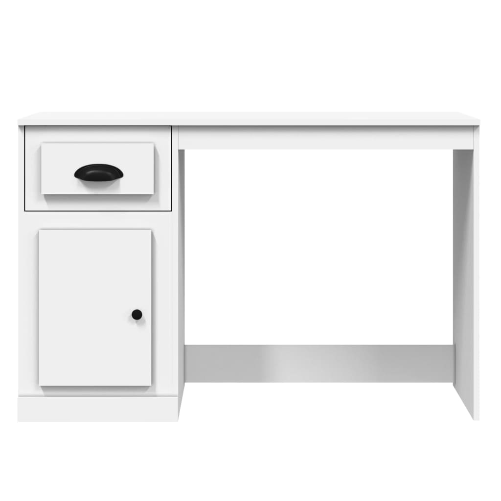 vidaXL Schreibtisch mit Schublade Weiß 115x50x75 cm Holzwerkstoff - Image 6