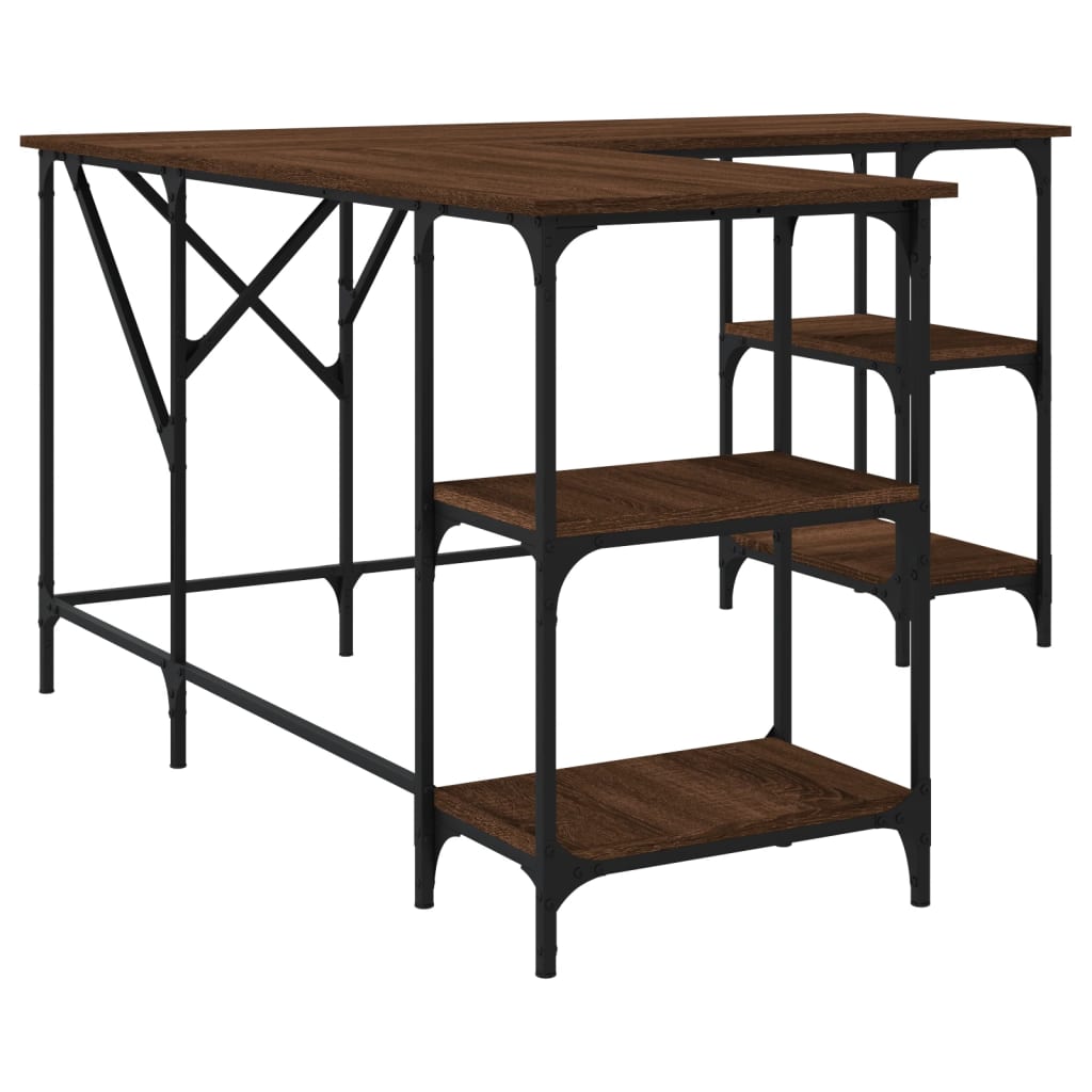 vidaXL Schreibtisch Braun Eichen-Optik 139x139x75 cm Holzwerkstoff - Image 6