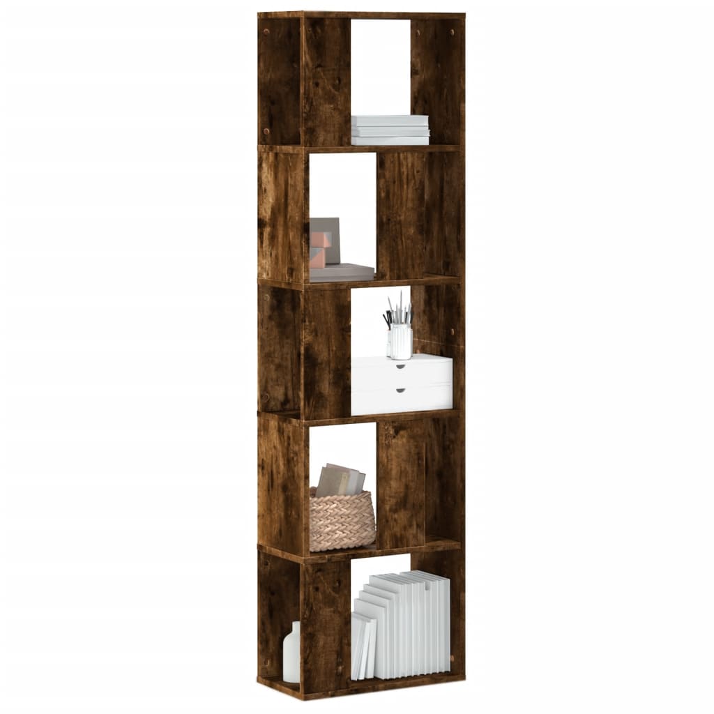 vidaXL Bücherregal 5 Böden Räuchereiche 45x23,5x162,5 cm Holzwerkstoff