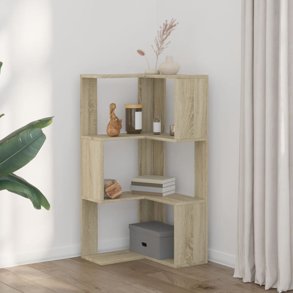 vidaXL Eck-Bücherregal 3 Böden Sonoma-Eiche 50x50x102 cm Holzwerkstoff - Image 3
