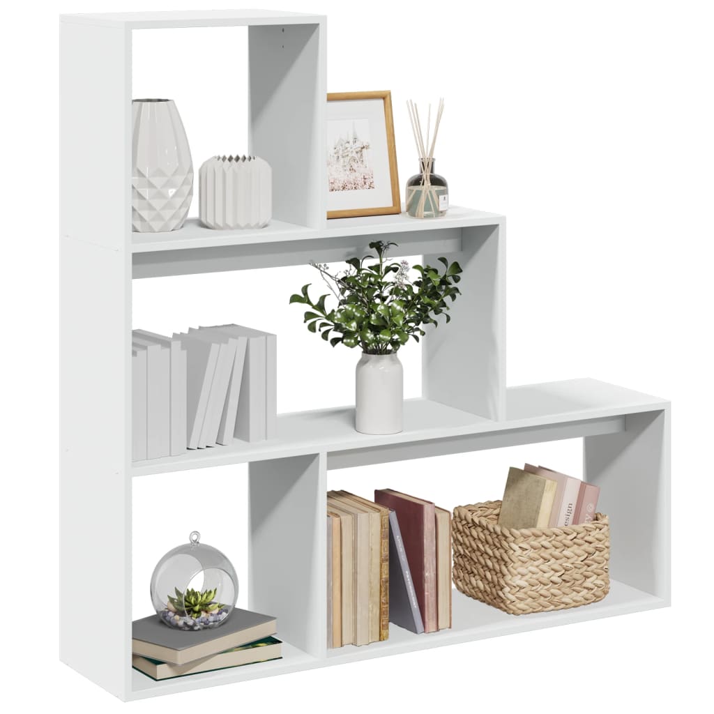 vidaXL Raumteiler-Bücherregal 3 Stufen Weiß 123x29x123cm Holzwerkstoff